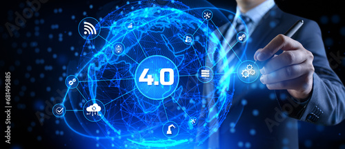 Wallpaper Mural Smart Industry 4.0 Modern innovation manufacturing technology concept on screen. Torontodigital.ca