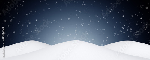 Magic winter season snowy landscape with blue night sky and snowflakes. © robsonphoto