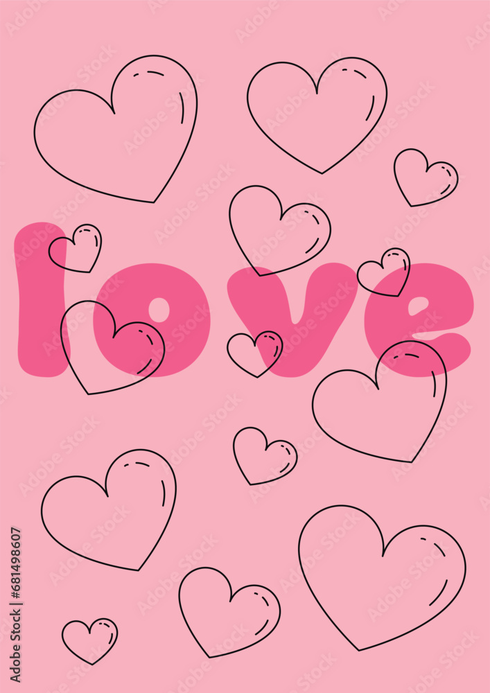 Happy holidays, confessions of love, Valentine's Day, Mother's Day. Words of love. The inscription I love on a pink background with hearts. Pattern with hearts Happy holidays, confessions of love, Valentine's Day, Mother's Day. Words of love. The inscription I love on a pink background with hearts. Pattern with hearts