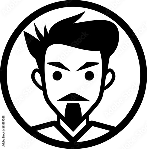 Avatar silhouette in black color. Vector template for tattoo or laser cutting.