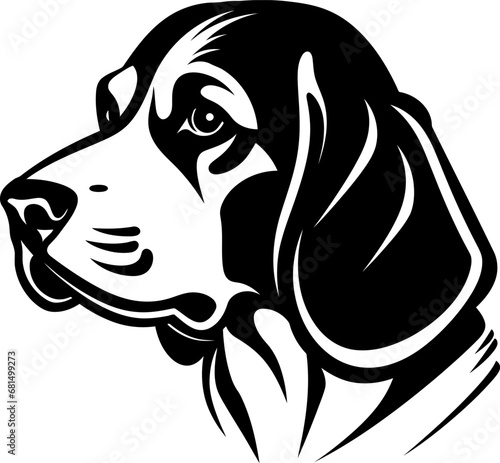 Beagle dog silhouette icon in black color. Vector template for tattoo or laser cutting.