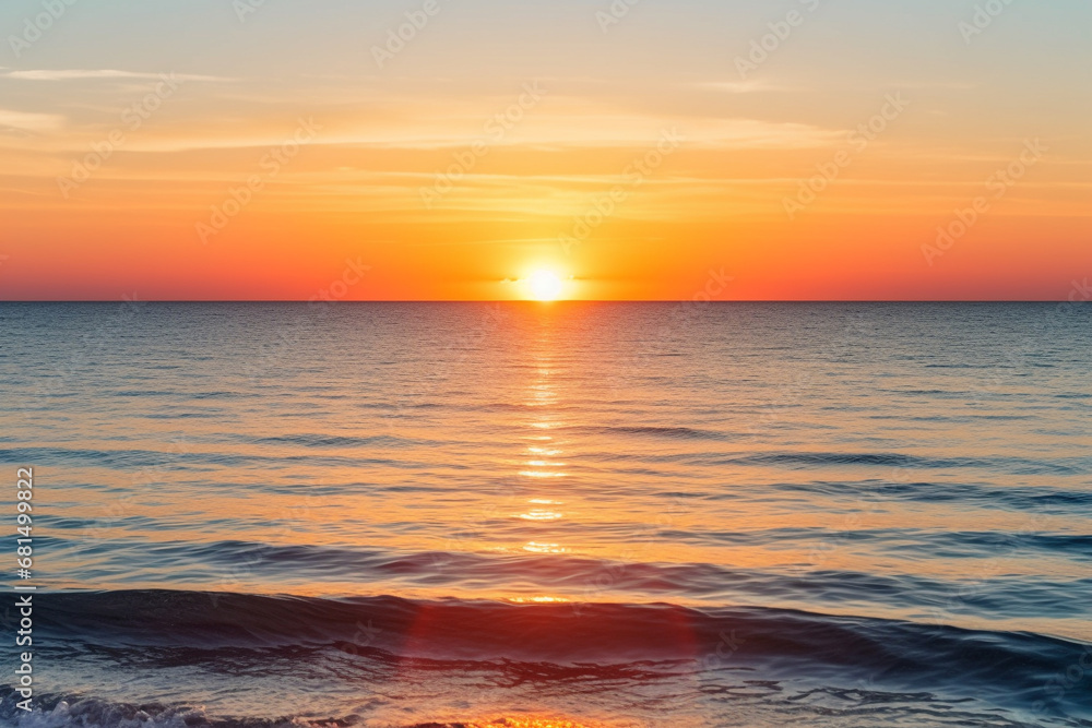 breathtaking beauty of sunrise on horizon, embodying soft colors, endless expanse of ocean, and profound connection between earth and sky --v 5.1