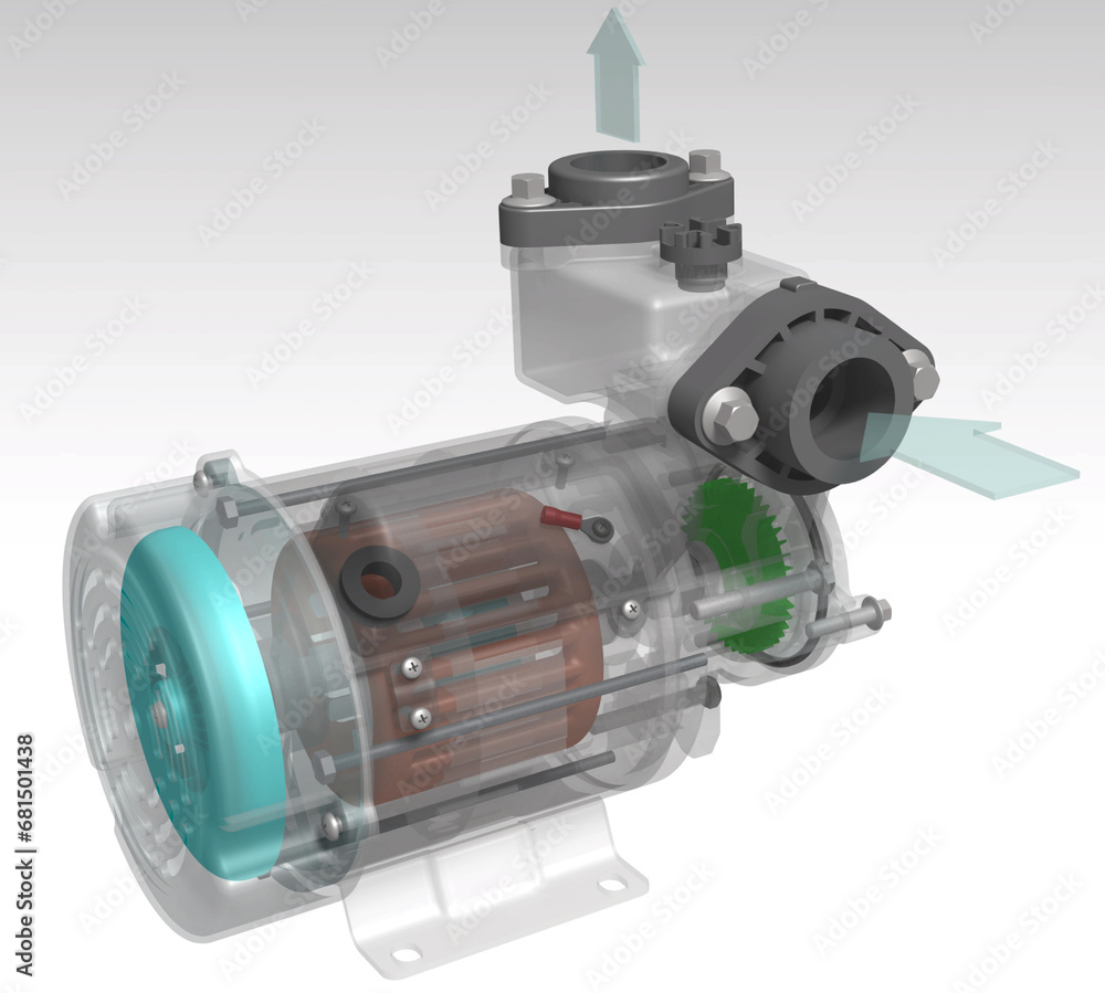 centrifugal pump section 3D illustration centrifugal pump section 3D illustration