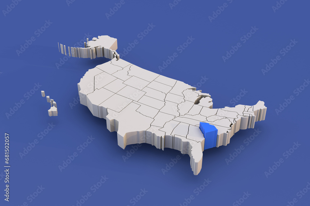 South Carolina state of USA map with white states a 3D united states of ...