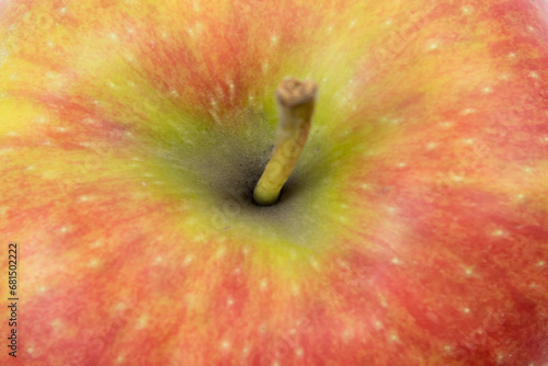Fresh red apple, close-up. From top view.