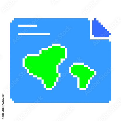 World map line icon. Geography, continent, cartography, travel, politics, schooling, knowledge, pixel style. Multicolored icon on white background.