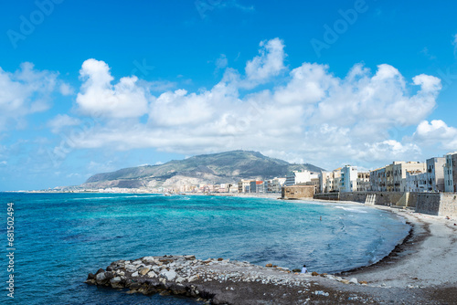 Fototapeta Naklejka Na Ścianę i Meble -  Promenade and beach in Marsala, Trapani, Sicily, Italy