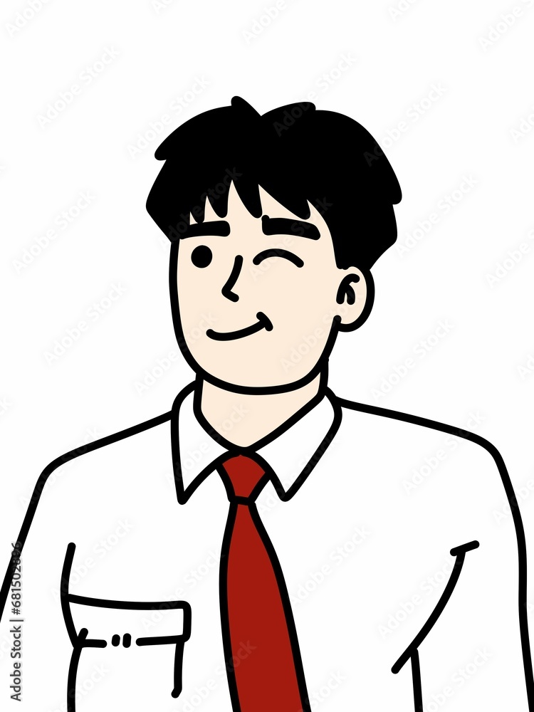 cute man cartoon on white background