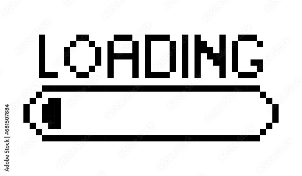Loading sign with one division line icon. Internet speed, downloading, uploading data, connection, file, pixel style. Multicolored icon on white background.
