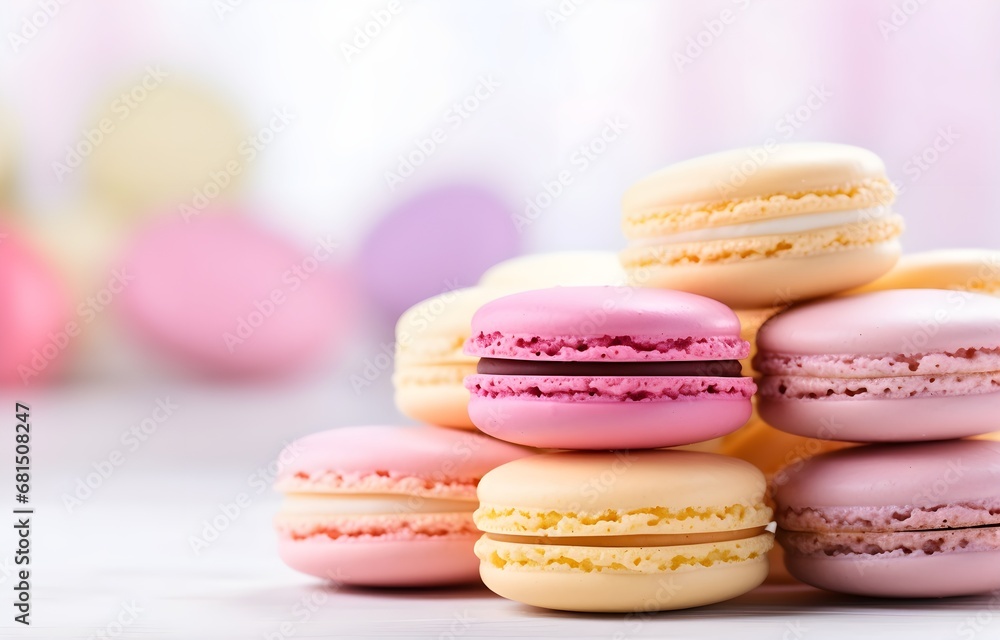 macaroons cookies sweet dessert on white plate on wooden table macaroons cookies sweet dessert on white plate on wooden table