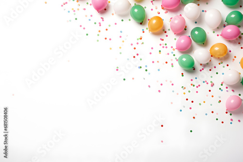 Template for congratulation with color balloons and sparkles high detailed background