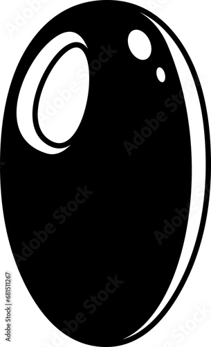Isolated cute black silhouette of the number zero. Icon. Clipart. Vector illustration.