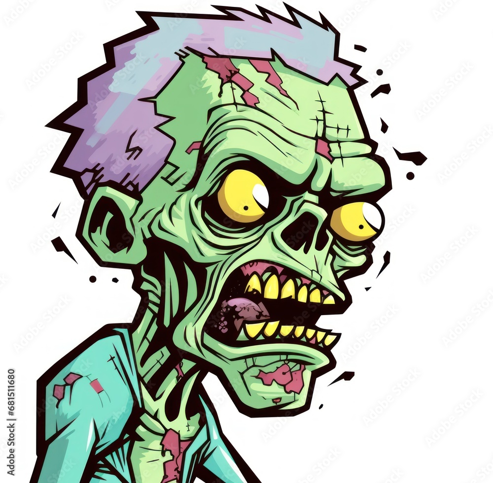 Zombie head. Zombie Sticker. Sticker. Logotype.