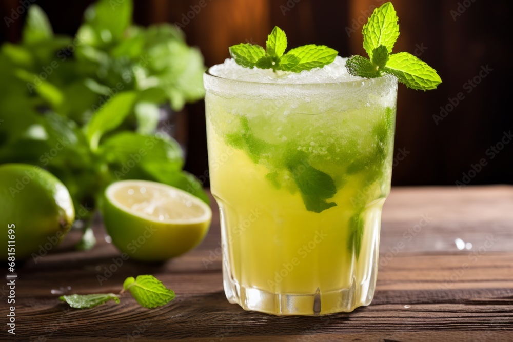 Refreshing Summer Beverage: An Apple and Lime Mocktail with Fresh Mint Garnish Refreshing Summer Beverage: An Apple and Lime Mocktail with Fresh Mint Garnish
