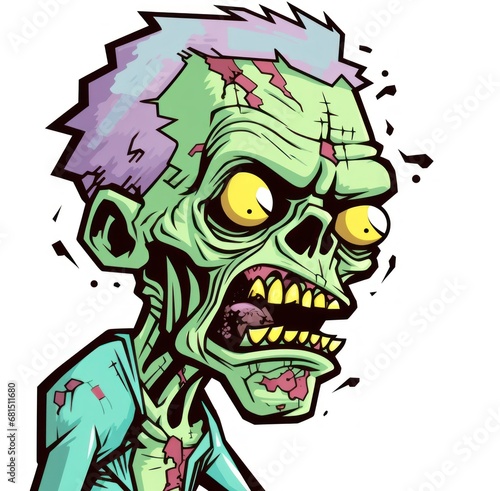 Zombie head. Zombie Sticker. Sticker. Logotype. © John Martin