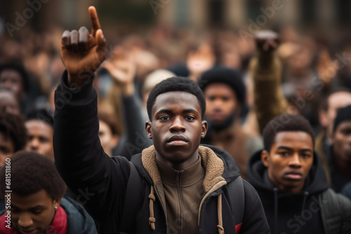 Photo of african male on the street during protest © Kalim
