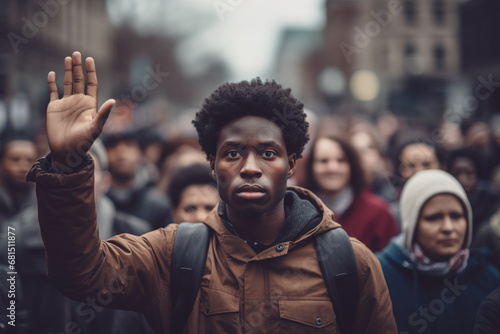 Photo of african male on the street during protest