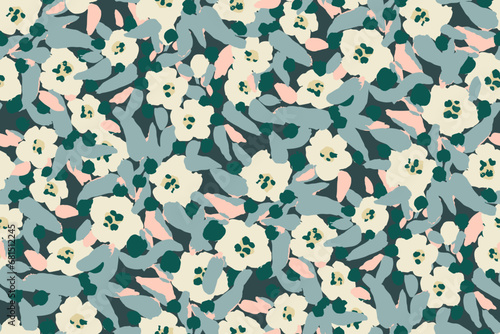 Abstract floral seamless pattern. Bright colors, gouache painting.hand drawn, not AI