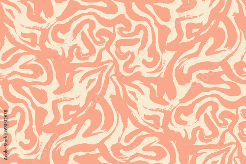 Minimalist abstract brush stroke painting seamless pattern illustration. Modern trendy paint line background.