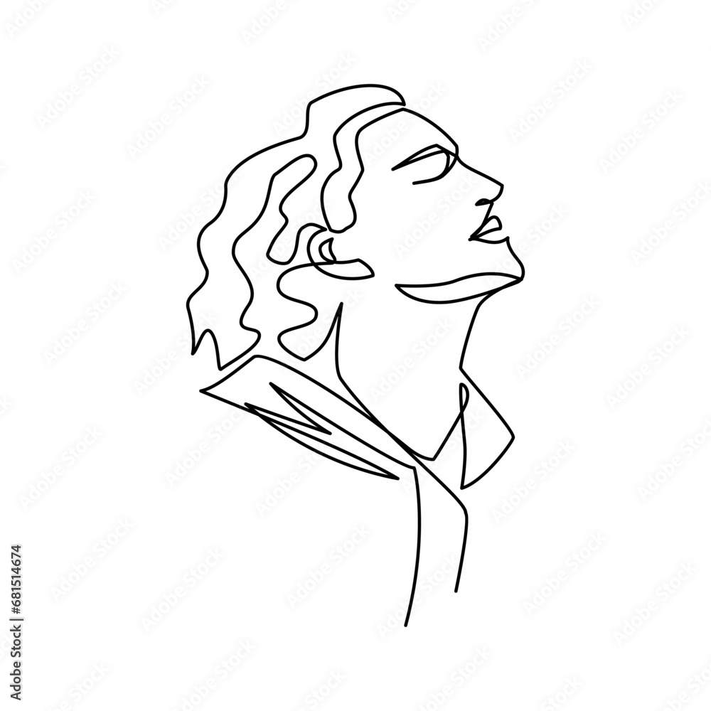 Man portrait drawn in line art style Man portrait drawn in line art style