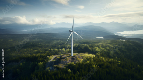 Aerial view of the wind turbine photo