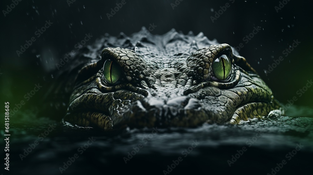Fototapeta premium Alligator head close-up in the water, Generative AI