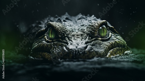 Alligator head close-up in the water, Generative AI