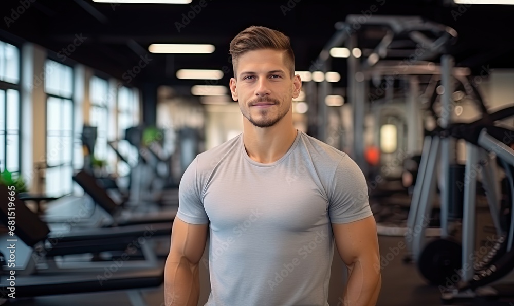 A man standing in front of a gym machine A man standing in front of a gym machine