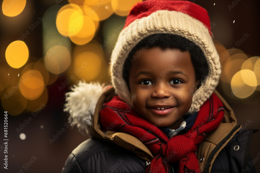 Generative AI portrait of small funny child believe in santa claus waiting christmas gifts presents Generative AI portrait of small funny child believe in santa claus waiting christmas gifts presents