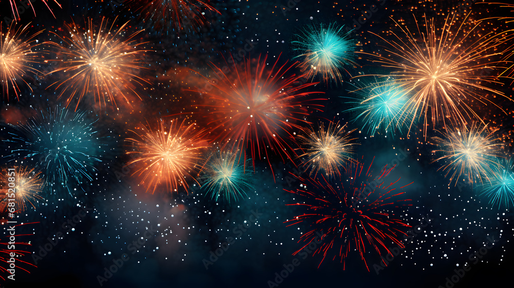New year Dark background with fireworks