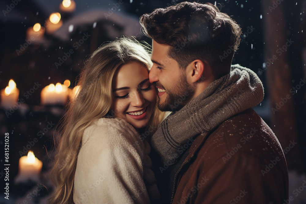 Made with Generative AI picture of adorable couple new year season celebrations portrait Made with Generative AI picture of adorable couple new year season celebrations portrait