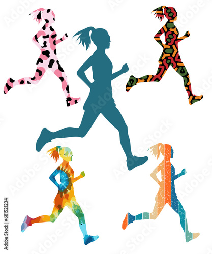 Silhouette Various Runner Illustrations  