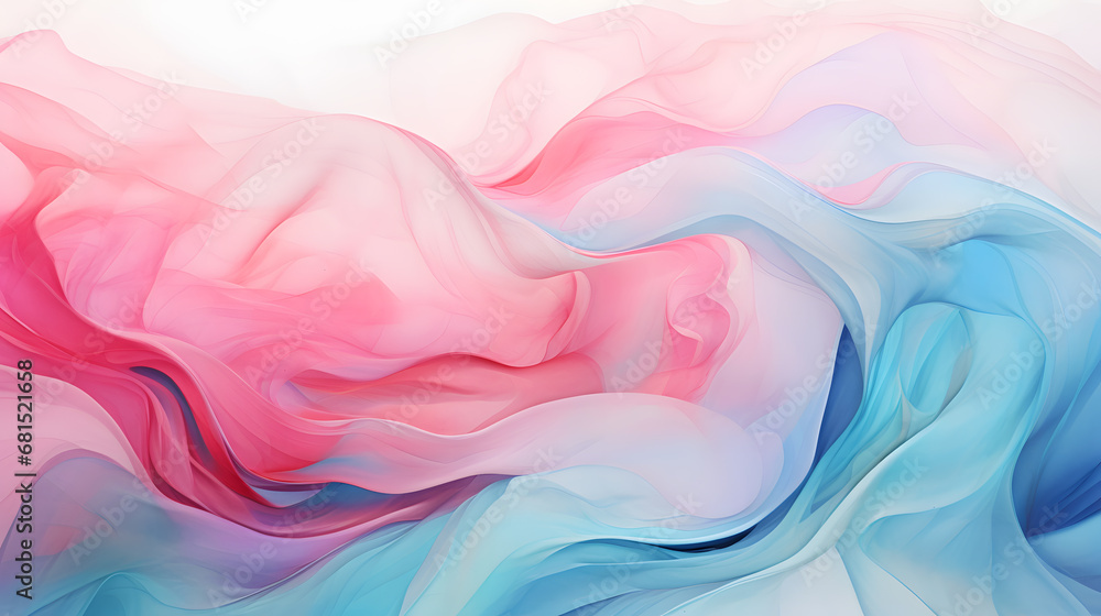 Obraz premium Abstract pink and blue floating fabric wave design wallpaper