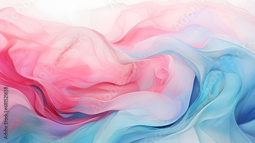 Abstract pink and blue floating fabric wave design wallpaper