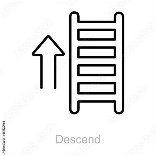 Descend  and way icon concept