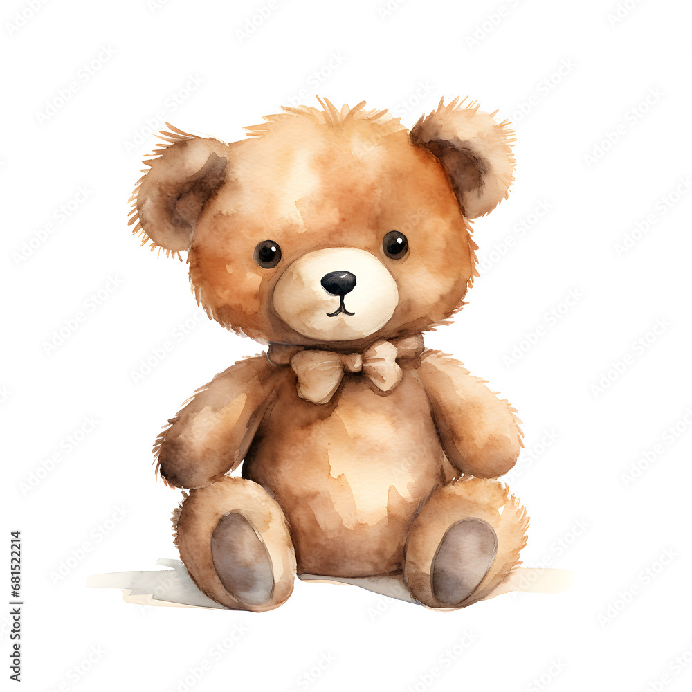 Watercolor Teddy bear isolated on isolated on white background Watercolor Teddy bear isolated on isolated on white background