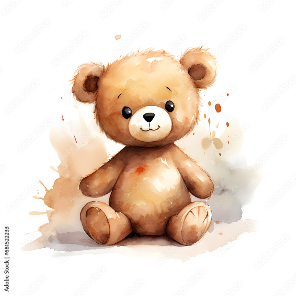 Watercolor Teddy bear isolated on isolated on white background Watercolor Teddy bear isolated on isolated on white background