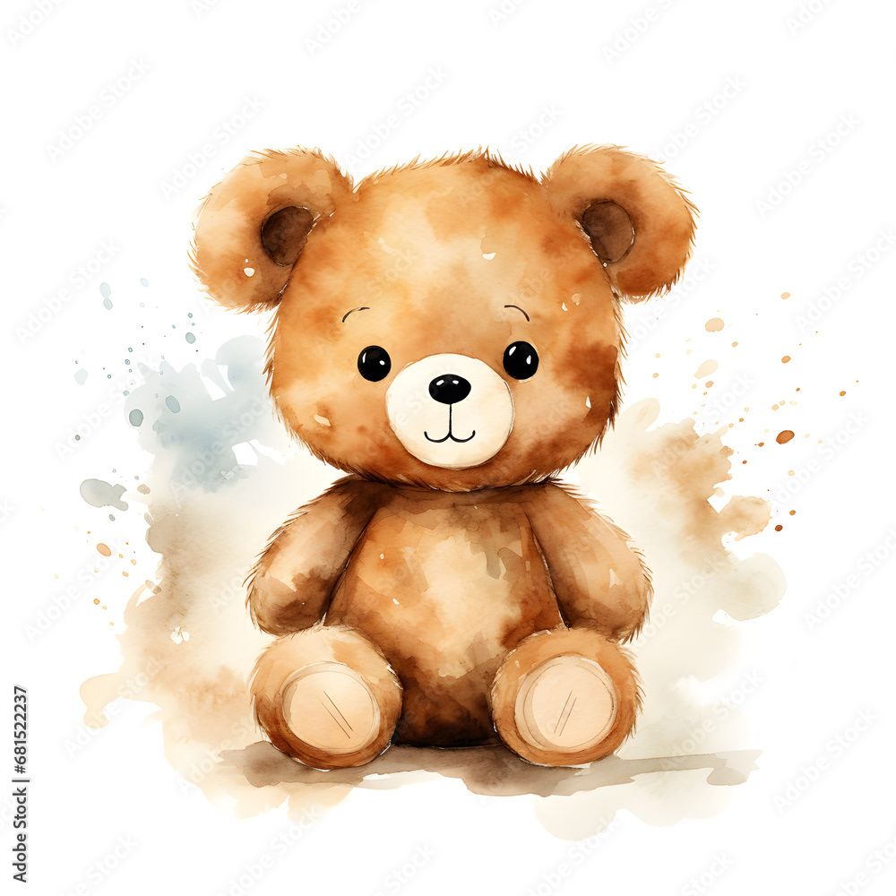 Watercolor Teddy bear isolated on isolated on white background Watercolor Teddy bear isolated on isolated on white background