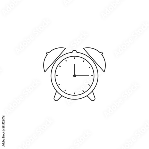 Wake up retro alarm clock line icon. Flat vector Illustration sign