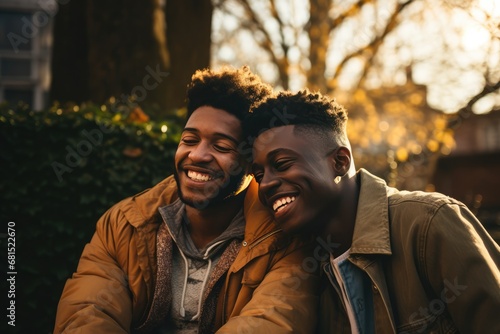 Black Gay Couple Shares Laughter And Love In Golden Sunlight