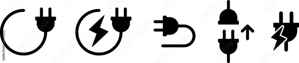 Obraz premium プラグと充電の電気アイコン セット