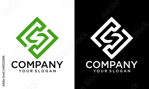 Initial Letter S and F Combination with Negative Space Style Concept Logo Design Isolated 