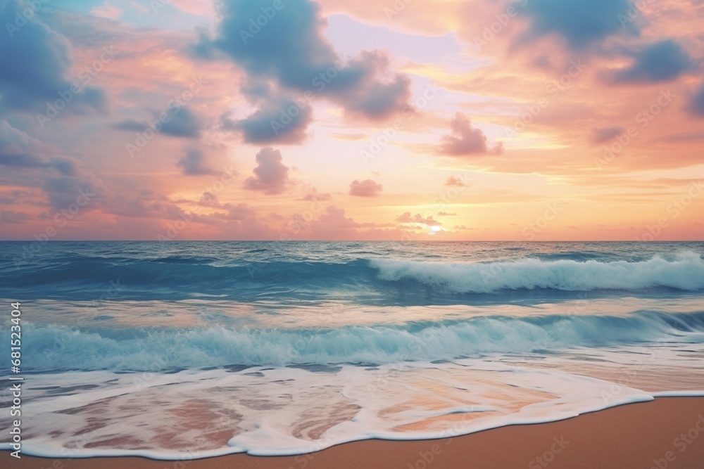 Amazing beach sunset with endless horizon and lonely figures in the distance, Amazing beach sunset with endless horizon and lonely figures in the distance,