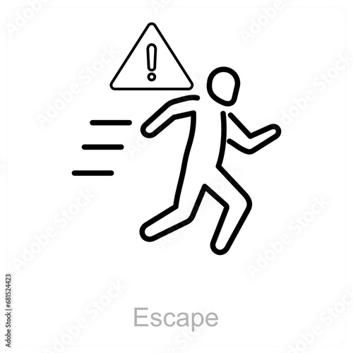 Escape and survive icon concept