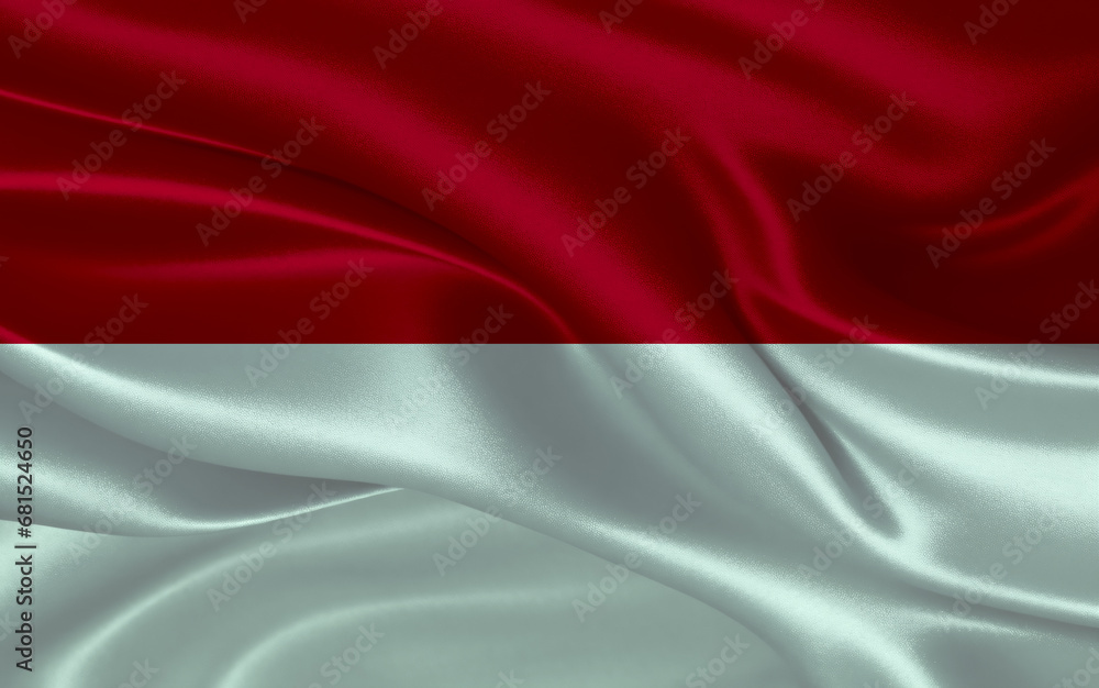 3d waving realistic silk national flag of Indonesia. Happy national day Indonesia flag background. close up 3d waving realistic silk national flag of Indonesia. Happy national day Indonesia flag background. close up