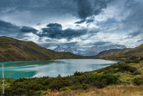 View of Lake Pehoe in Torres del Paine National Park, Chile