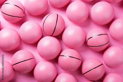 Multiple pink Basketball Ball On A pastel Background
