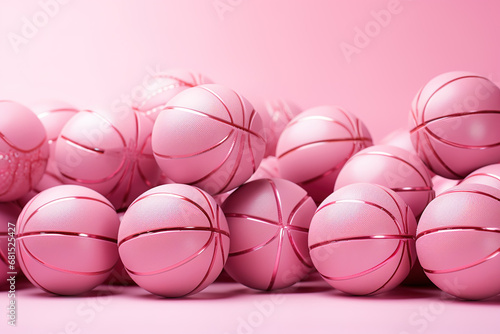 Multiple pink Basketball Ball On A pastel Background © Zero Zero One