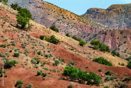 Beautiful desert landscapes of mountainous Morocco on a sunny day.