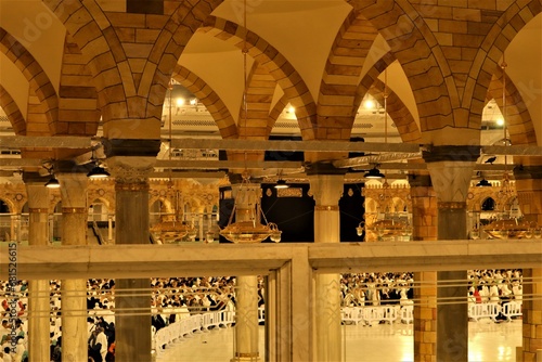 City of Mecca in the Kingdom of Saudi Arabia. October 23, 2023: Muslims circumambulate the Holy Kaaba. Muslims perform their worship, Umrah, Hajj
 photo